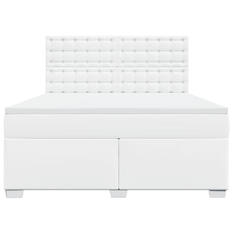 vidaXL fehér műbőr rugós ágy matraccal 180 x 200 cm