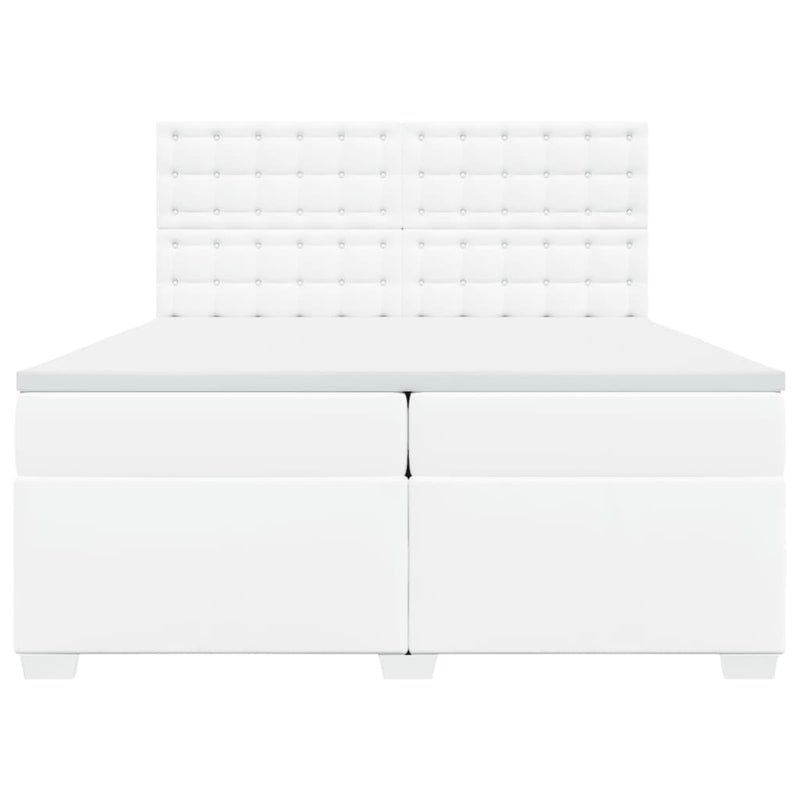 vidaXL fehér műbőr rugós ágy matraccal 200 x 200 cm