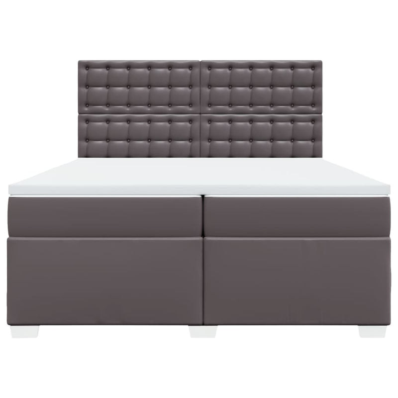 vidaXL szürke műbőr rugós ágy matraccal 200 x 200 cm