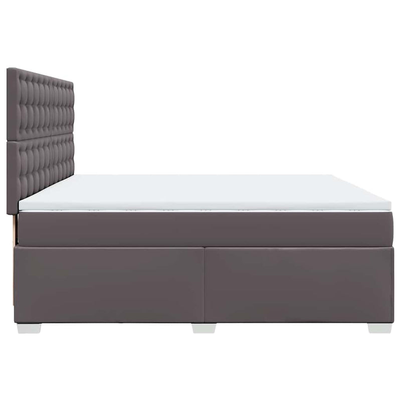 vidaXL szürke műbőr rugós ágy matraccal 200 x 200 cm