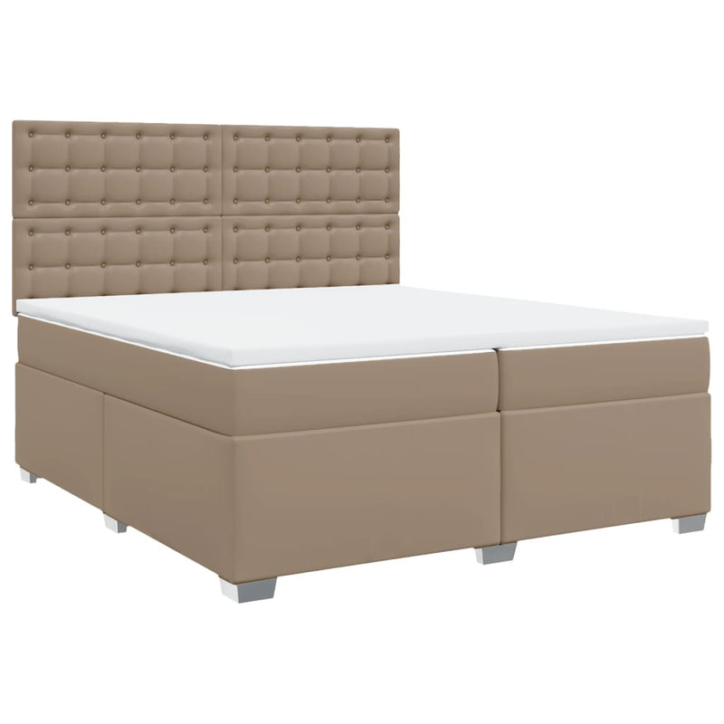 vidaXL cappuccino színű műbőr rugós ágy matraccal 200 x 200 cm