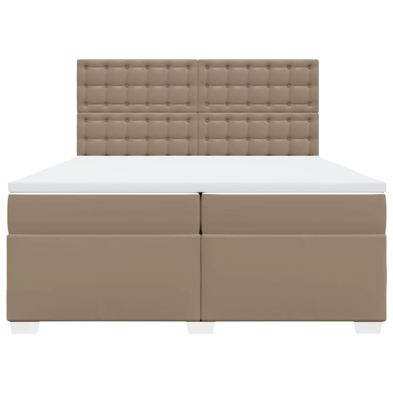 vidaXL cappuccino színű műbőr rugós ágy matraccal 200 x 200 cm