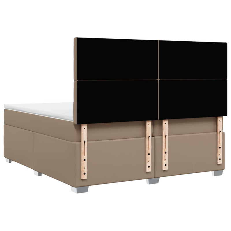vidaXL cappuccino színű műbőr rugós ágy matraccal 200 x 200 cm