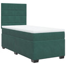 vidaXL sötétzöld bársony rugós ágy matraccal 100 x 200 cm