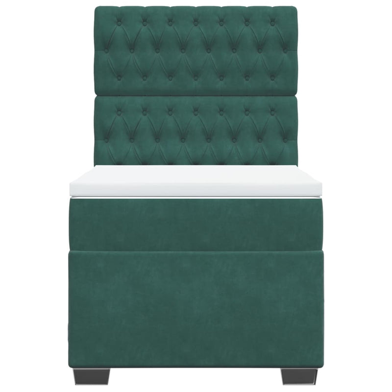vidaXL sötétzöld bársony rugós ágy matraccal 100 x 200 cm