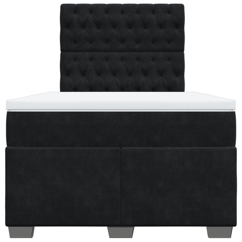 vidaXL fekete bársony rugós ágy matraccal 120x190 cm