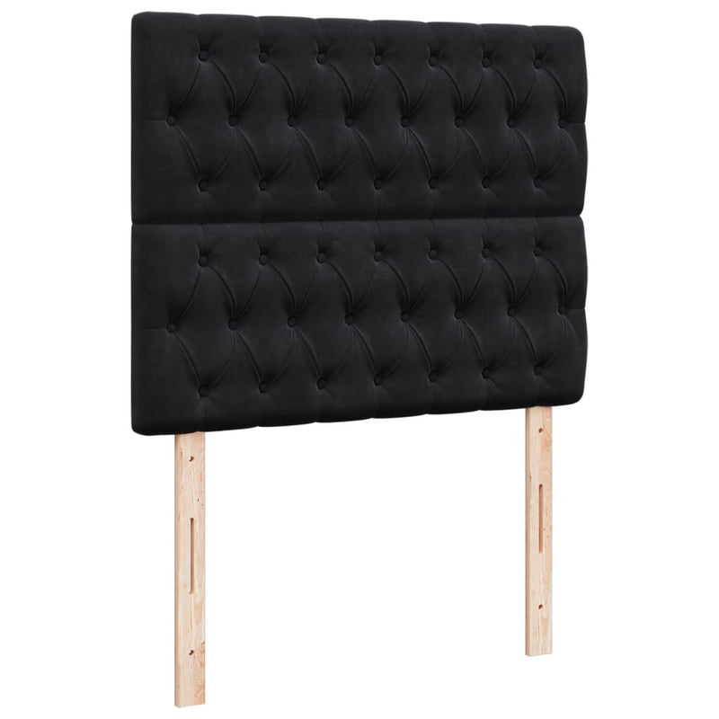 vidaXL fekete bársony rugós ágy matraccal 120x190 cm