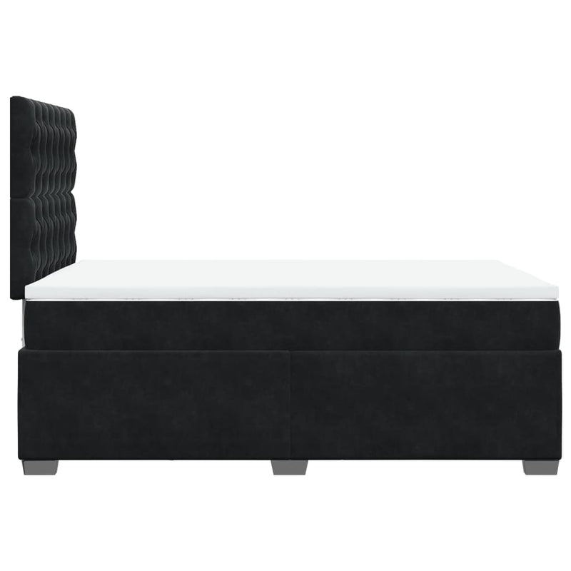 vidaXL fekete bársony rugós ágy matraccal 120x190 cm