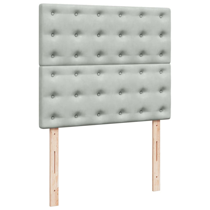 vidaXL világosszürke bársony rugós ágy matraccal 120 x 190 cm