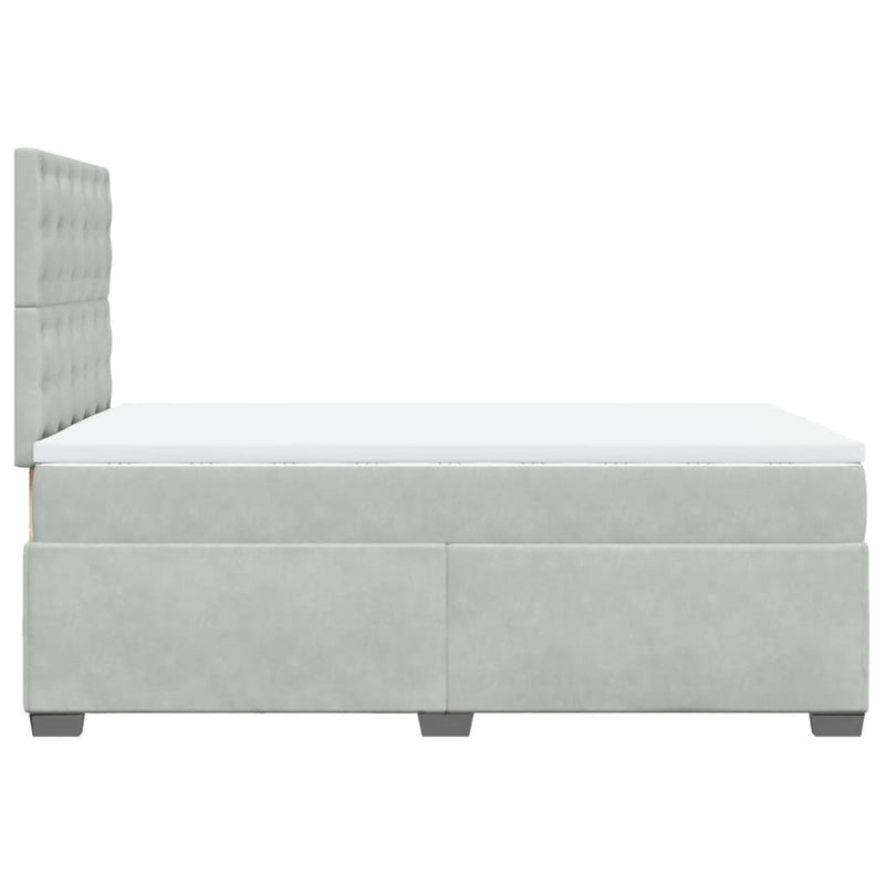 vidaXL világosszürke bársony rugós ágy matraccal 120 x 190 cm