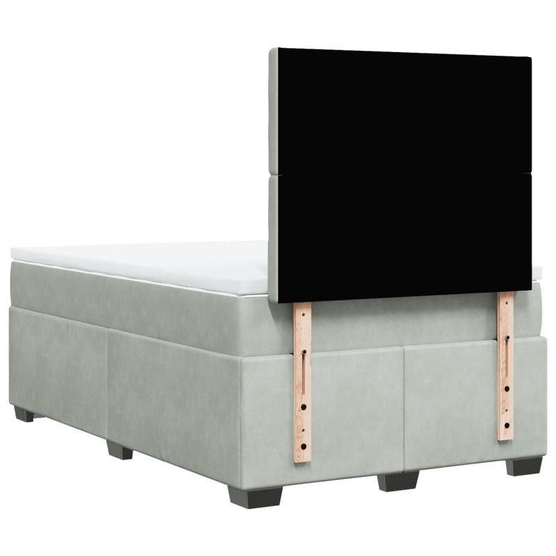 vidaXL világosszürke bársony rugós ágy matraccal 120 x 190 cm