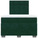 vidaXL sötétzöld bársony rugós ágy matraccal 120 x 200 cm