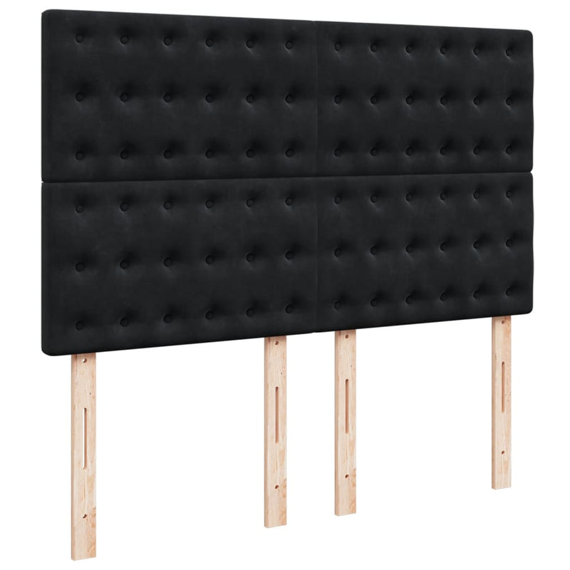 vidaXL fekete bársony rugós ágy matraccal 160x200 cm