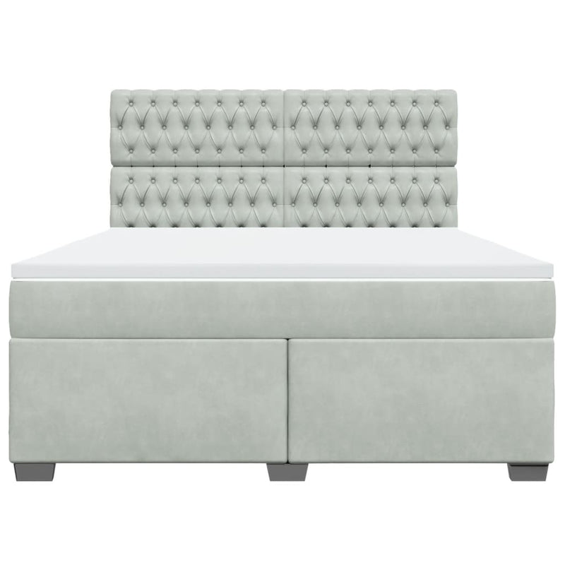 vidaXL világosszürke bársony rugós ágy matraccal 180x200 cm