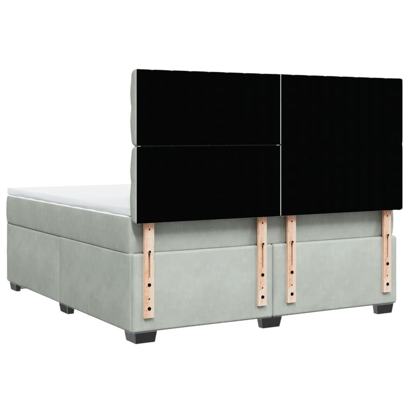 vidaXL világosszürke bársony rugós ágy matraccal 180x200 cm