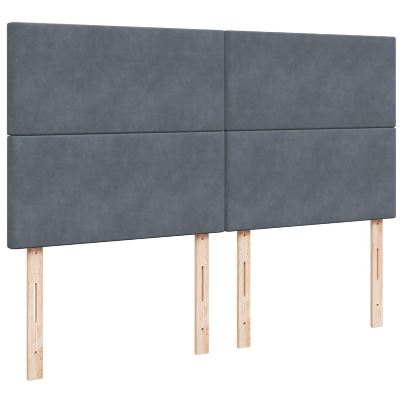 vidaXL sötétszürke bársony rugós ágy matraccal 200x200 cm
