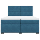 vidaXL kék bársony rugós ágy matraccal 200x200 cm