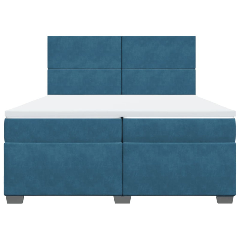 vidaXL kék bársony rugós ágy matraccal 200x200 cm