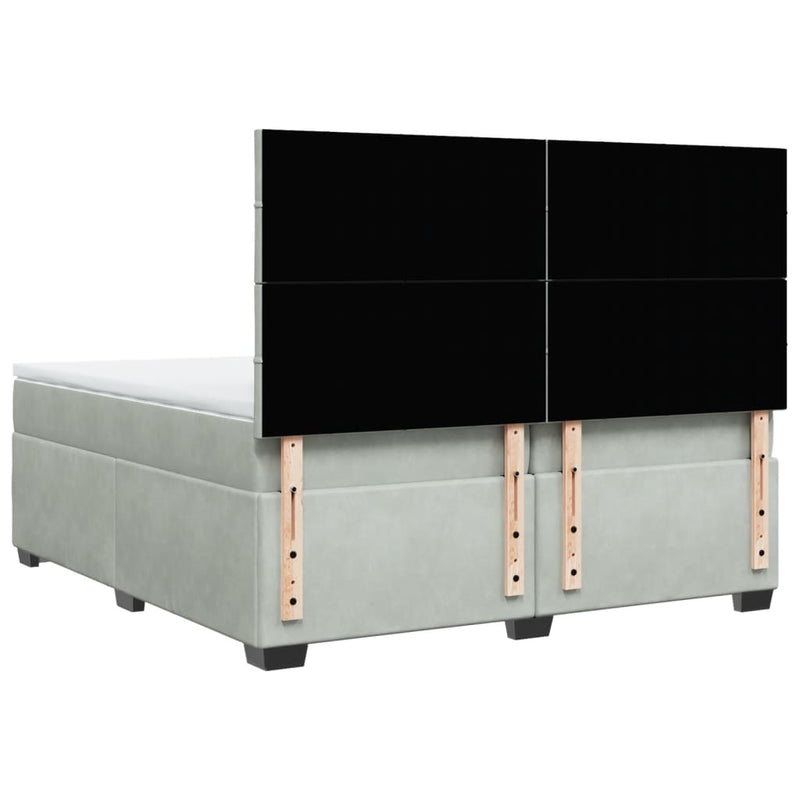 vidaXL világosszürke bársony rugós ágy matraccal 200x200 cm