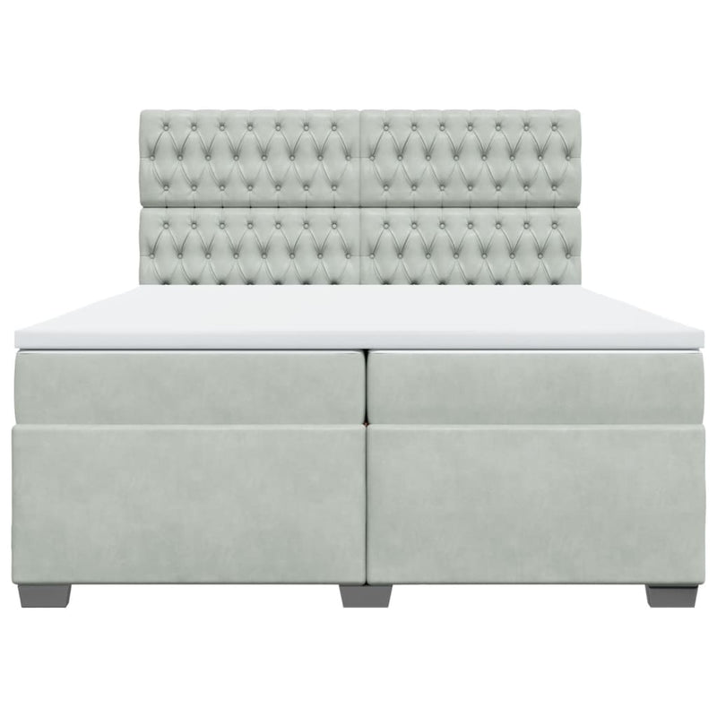 vidaXL világosszürke bársony rugós ágy matraccal 200x200 cm