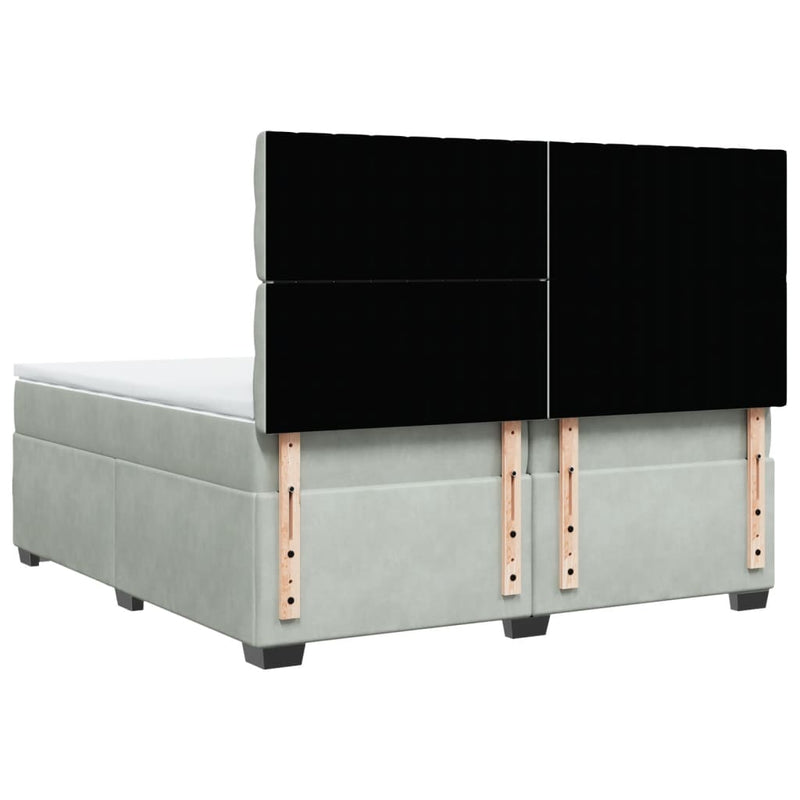 vidaXL világosszürke bársony rugós ágy matraccal 200x200 cm