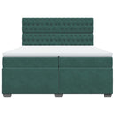 vidaXL sötétzöld bársony rugós ágy matraccal 200x200 cm
