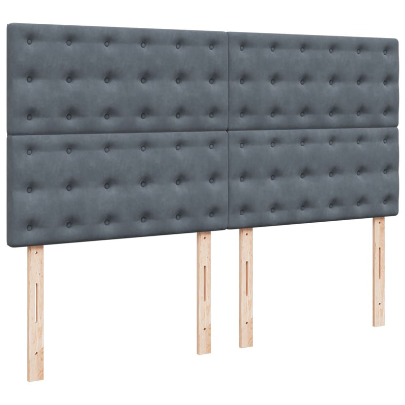 vidaXL sötétszürke bársony rugós ágy matraccal 200x200 cm