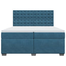 vidaXL kék bársony rugós ágy matraccal 200x200 cm