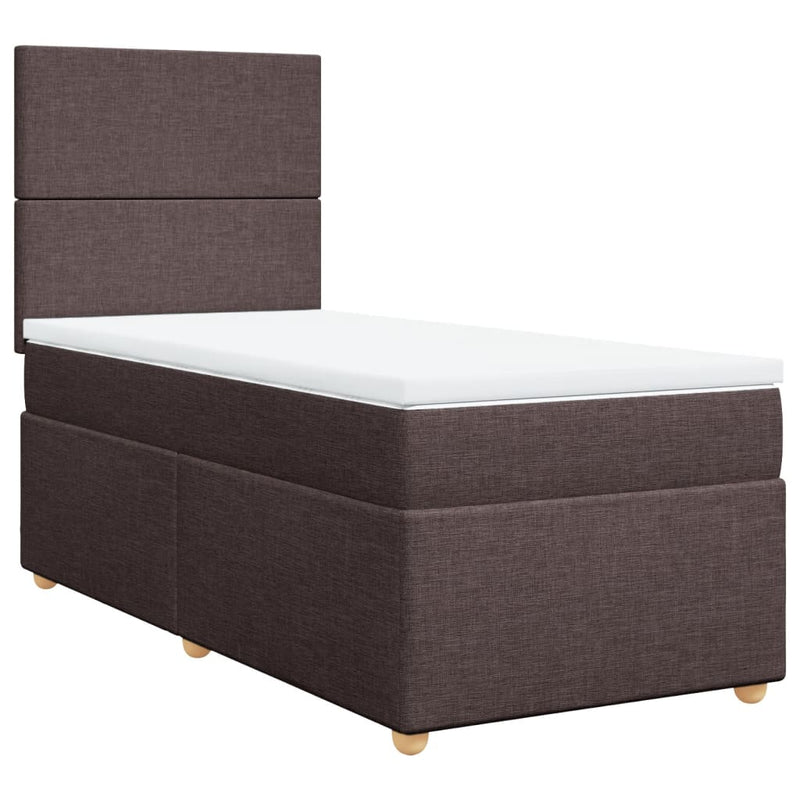 vidaXL sötétbarna szövet rugós ágy matraccal 80 x 200 cm