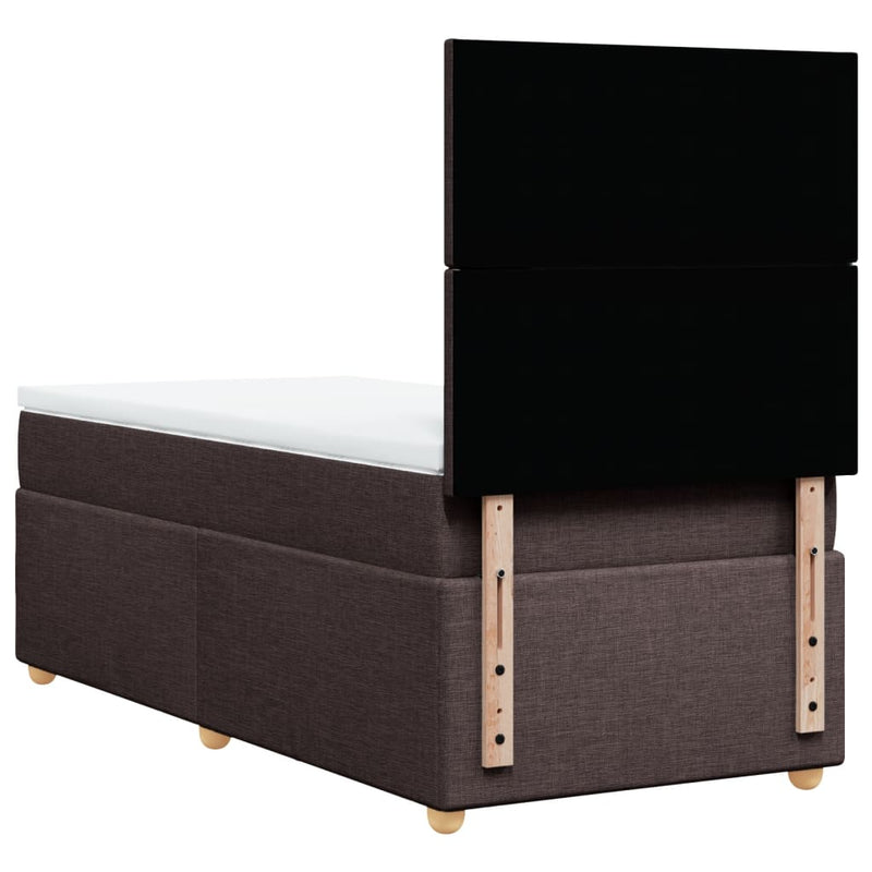 vidaXL sötétbarna szövet rugós ágy matraccal 80 x 200 cm