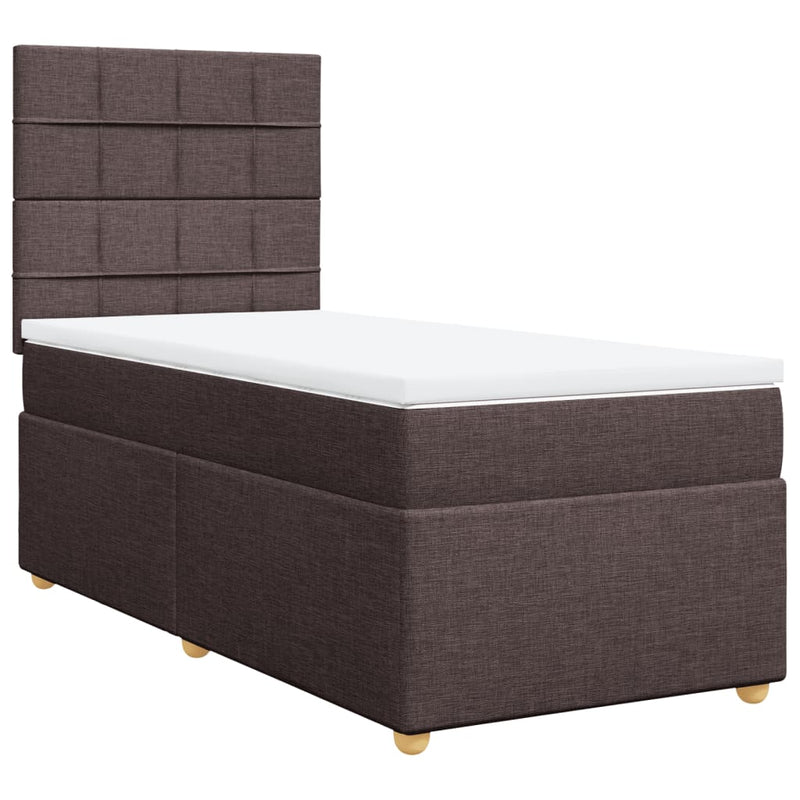 vidaXL sötétbarna szövet rugós ágy matraccal 80 x 200 cm