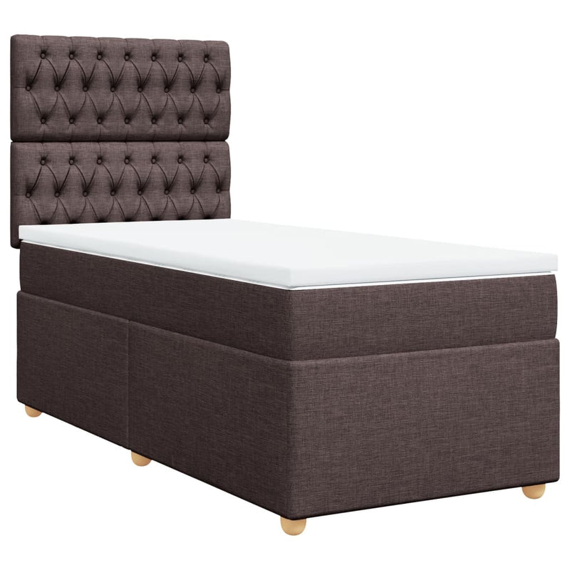 vidaXL sötétbarna szövet rugós ágy matraccal 80 x 200 cm