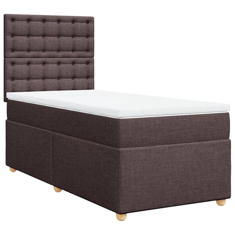 vidaXL sötétbarna szövet rugós ágy matraccal 80 x 200 cm