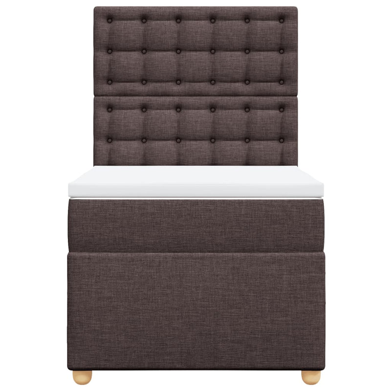 vidaXL sötétbarna szövet rugós ágy matraccal 80 x 200 cm