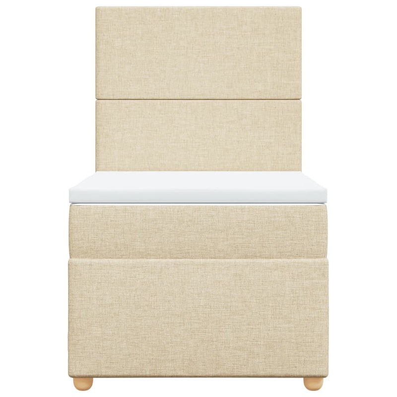 vidaXL krémszínű szövet rugós ágy matraccal 90 x 200 cm