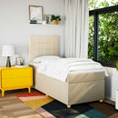 vidaXL krémszínű szövet rugós ágy matraccal 90 x 200 cm