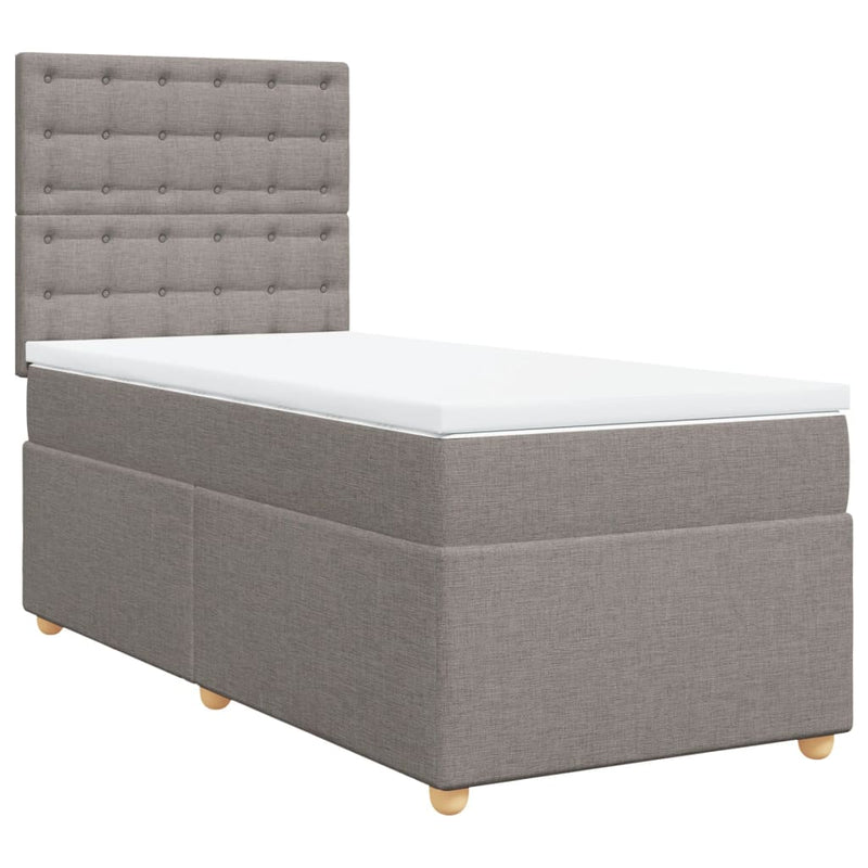 vidaXL tópszínű szövet rugós ágy matraccal 100 x 200 cm