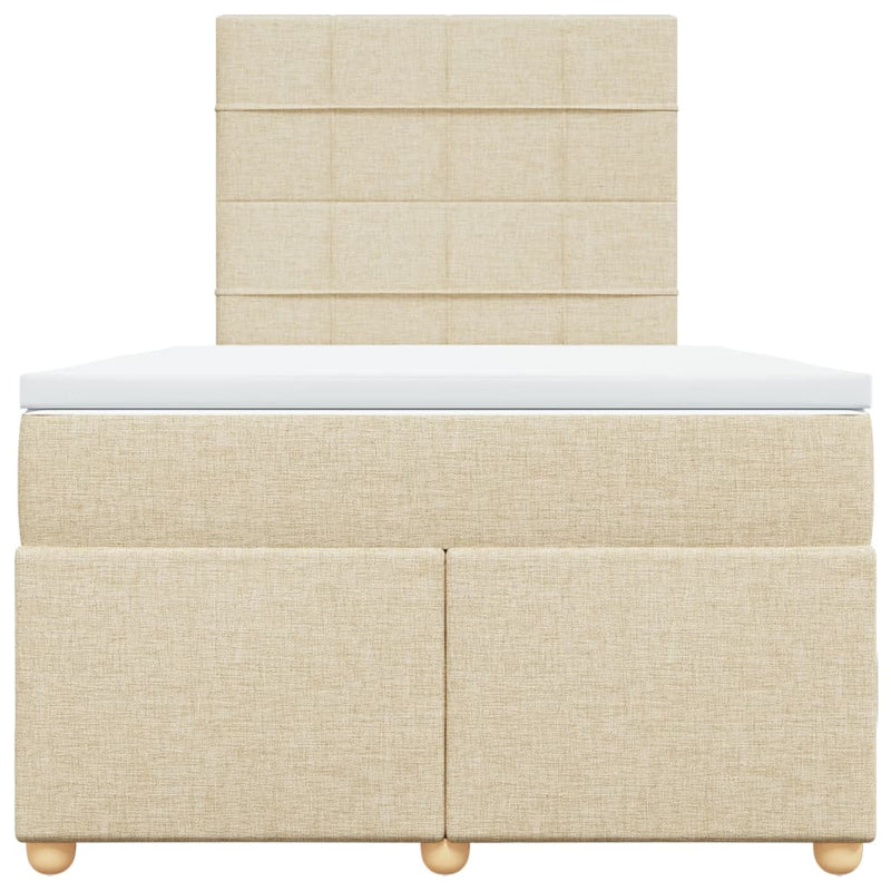 vidaXL krémszínű szövet rugós ágy matraccal 120 x 190 cm