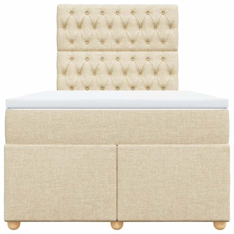 vidaXL krémszínű szövet rugós ágy matraccal 120 x 190 cm