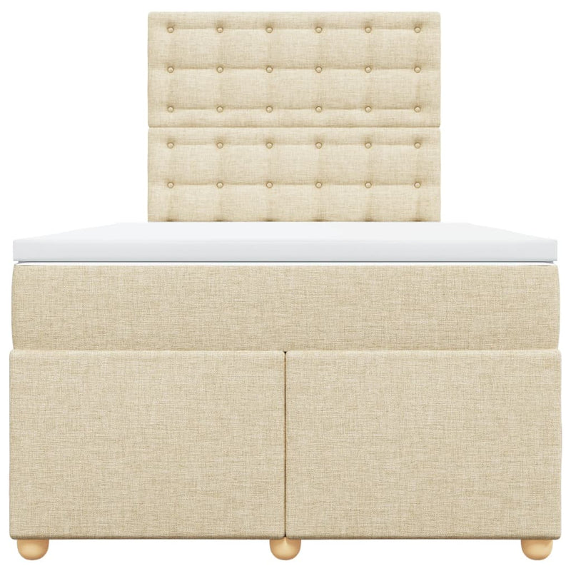 vidaXL krémszínű szövet rugós ágy matraccal 120 x 190 cm