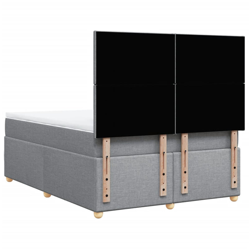 vidaXL világosszürke szövet rugós ágy matraccal 140 x 190 cm