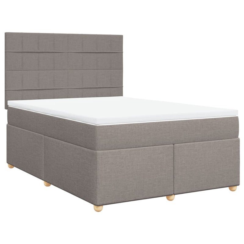 vidaXL tópszínű szövet rugós ágy matraccal 140 x 190 cm