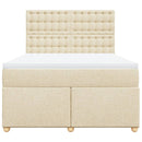 vidaXL krémszínű szövet rugós ágy matraccal 160 x 200 cm