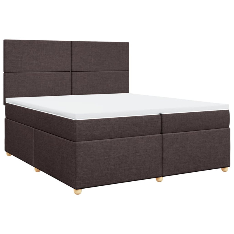 vidaXL sötétbarna szövet rugós ágy matraccal 200 x 200 cm