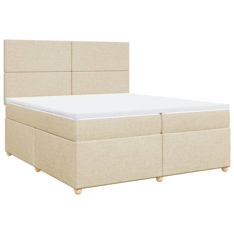 vidaXL krémszínű szövet rugós ágy matraccal 200 x 200 cm