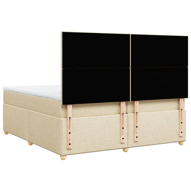 vidaXL krémszínű szövet rugós ágy matraccal 200 x 200 cm