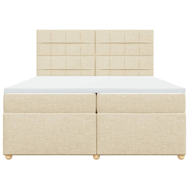 vidaXL krémszínű szövet rugós ágy matraccal 200 x 200 cm