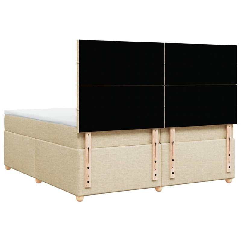 vidaXL krémszínű szövet rugós ágy matraccal 200 x 200 cm