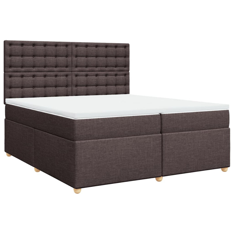 vidaXL sötétbarna szövet rugós ágy matraccal 200 x 200 cm
