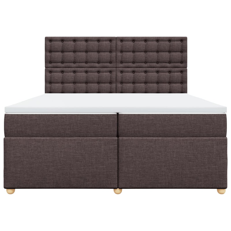 vidaXL sötétbarna szövet rugós ágy matraccal 200 x 200 cm